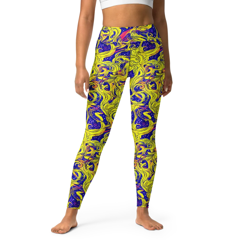 Skeletal Voltage on Yoga Leggings — Front