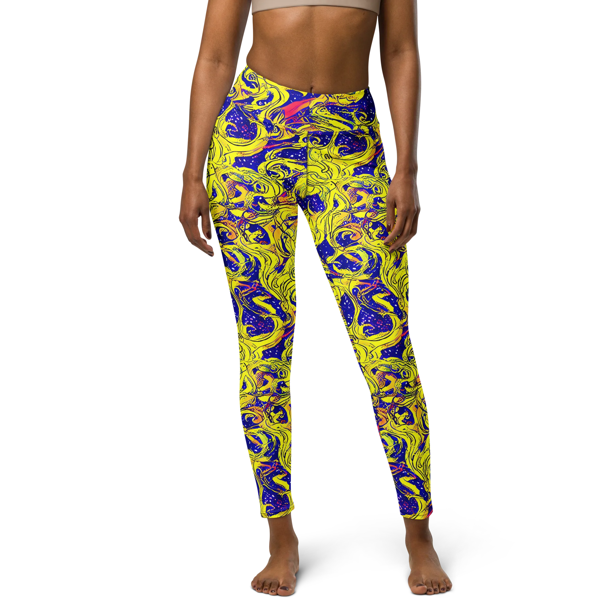 Skeletal Voltage on Yoga Leggings — Front
