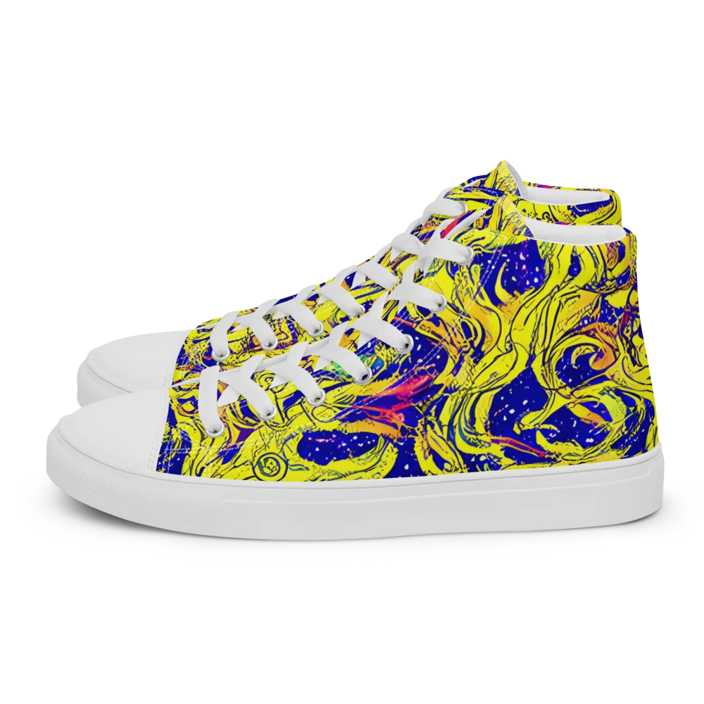 Skeletal Voltage on Men's High Top Canvas Shoes — Left