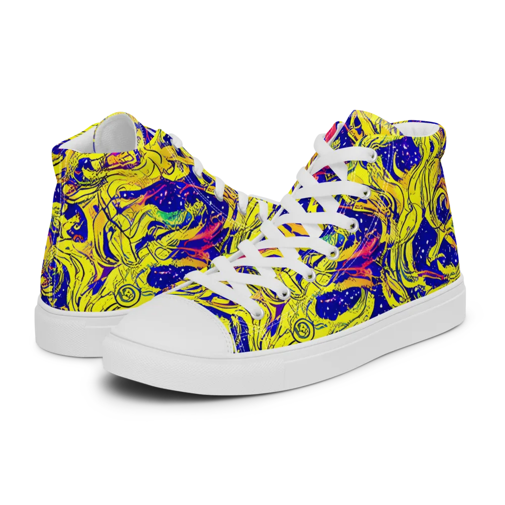 Skeletal Voltage on Men's High Top Canvas Shoes — Left