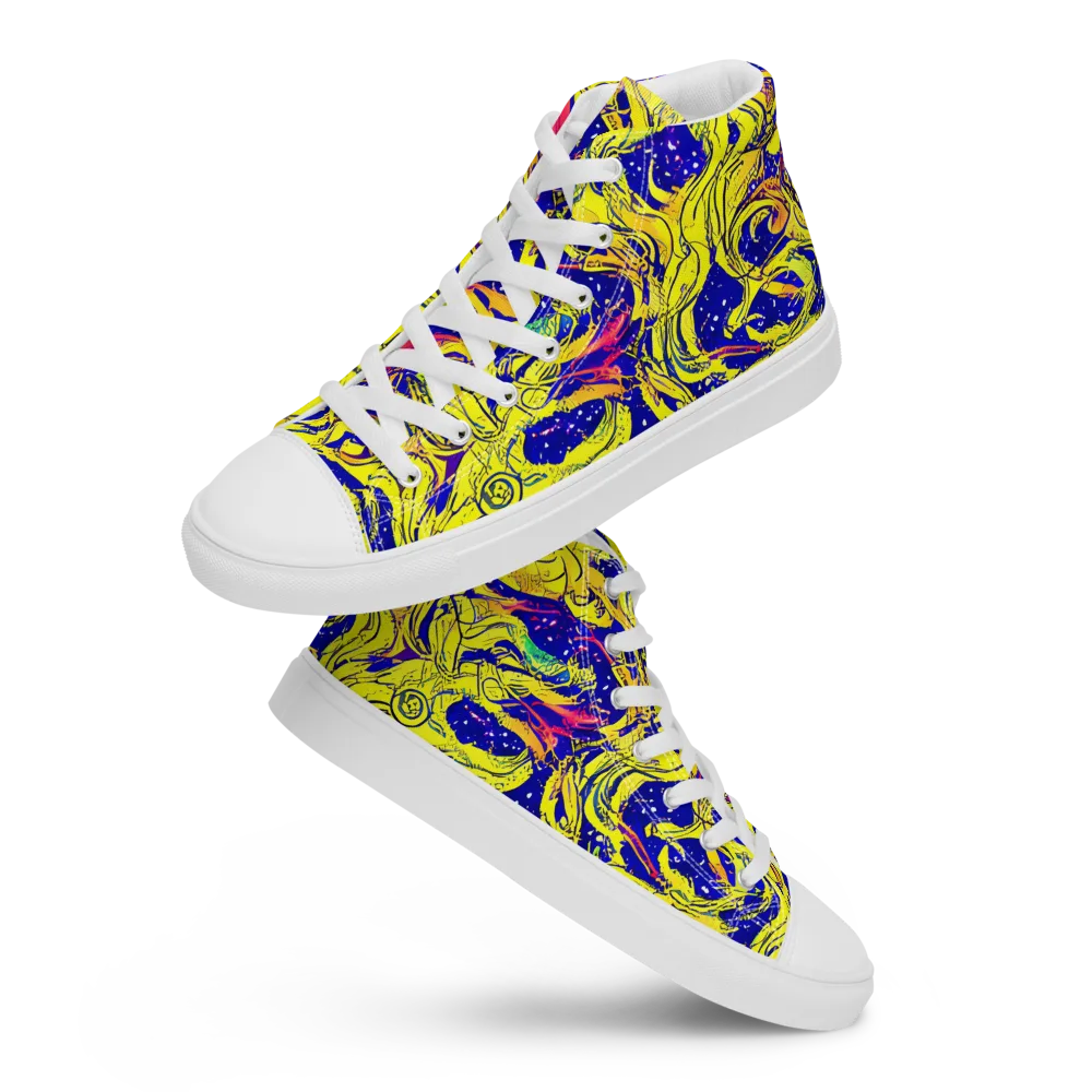 Skeletal Voltage on Men's High Top Canvas Shoes — Front