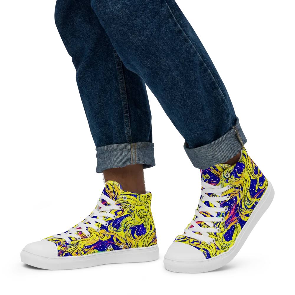 Skeletal Voltage on Men's High Top Canvas Shoes — Left