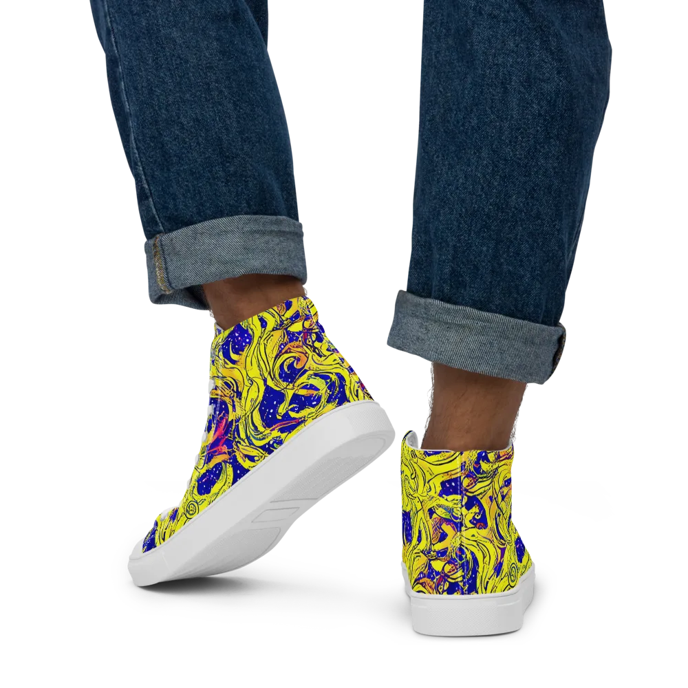 Skeletal Voltage on Men's High Top Canvas Shoes — Back