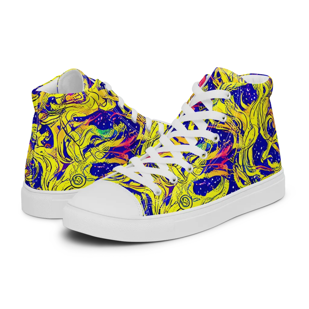 Skeletal Voltage on Women's High Top Canvas Shoes — Left