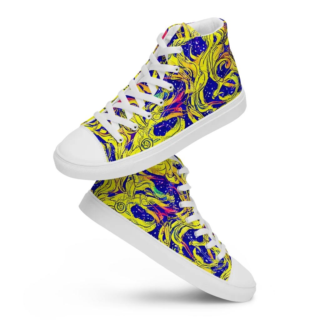 Skeletal Voltage on Women's High Top Canvas Shoes — Front