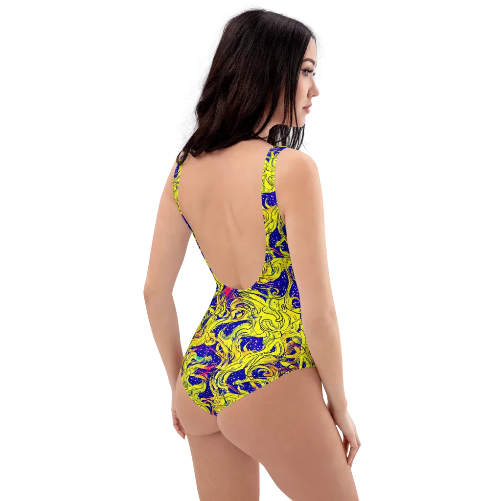 Skeletal Voltage on One-Piece Swimsuit — Right Back