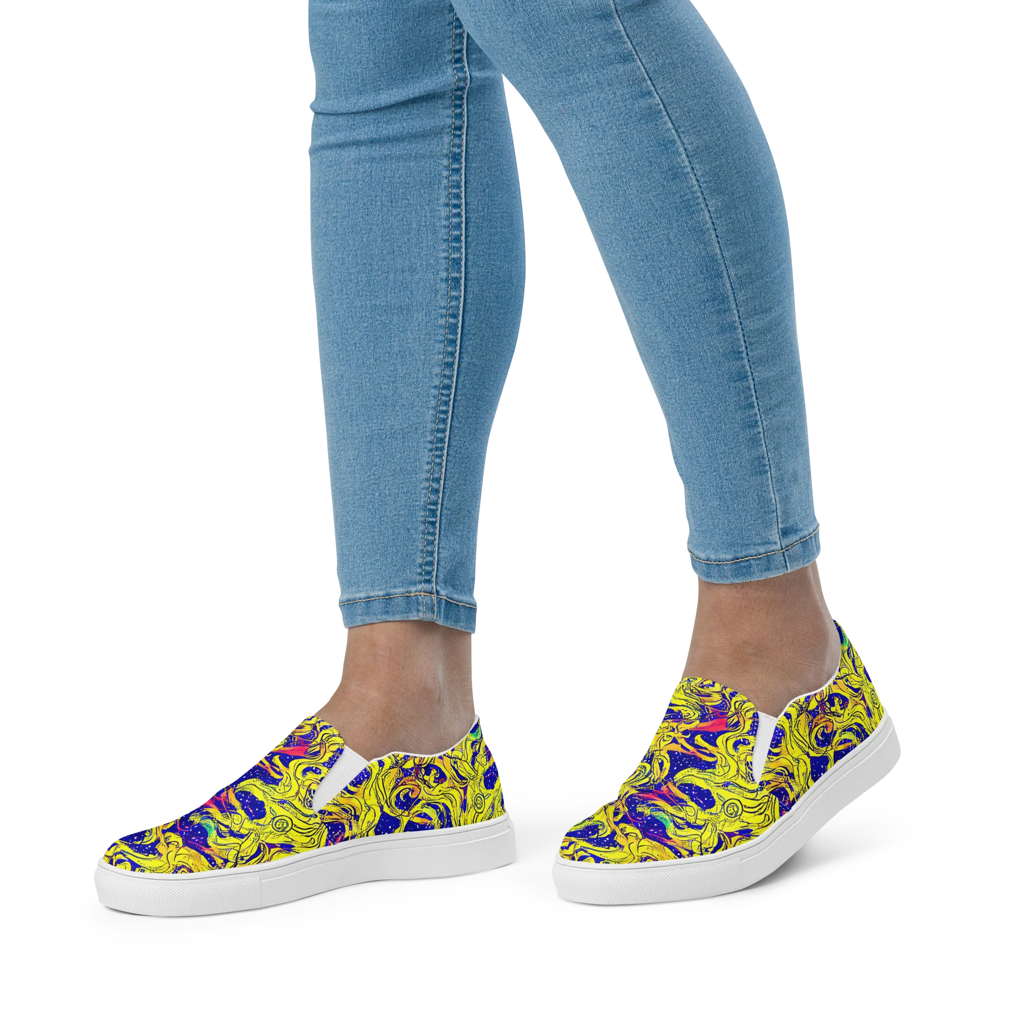 Skeletal Voltage on Women's Slip-On Canvas Shoes — Front
