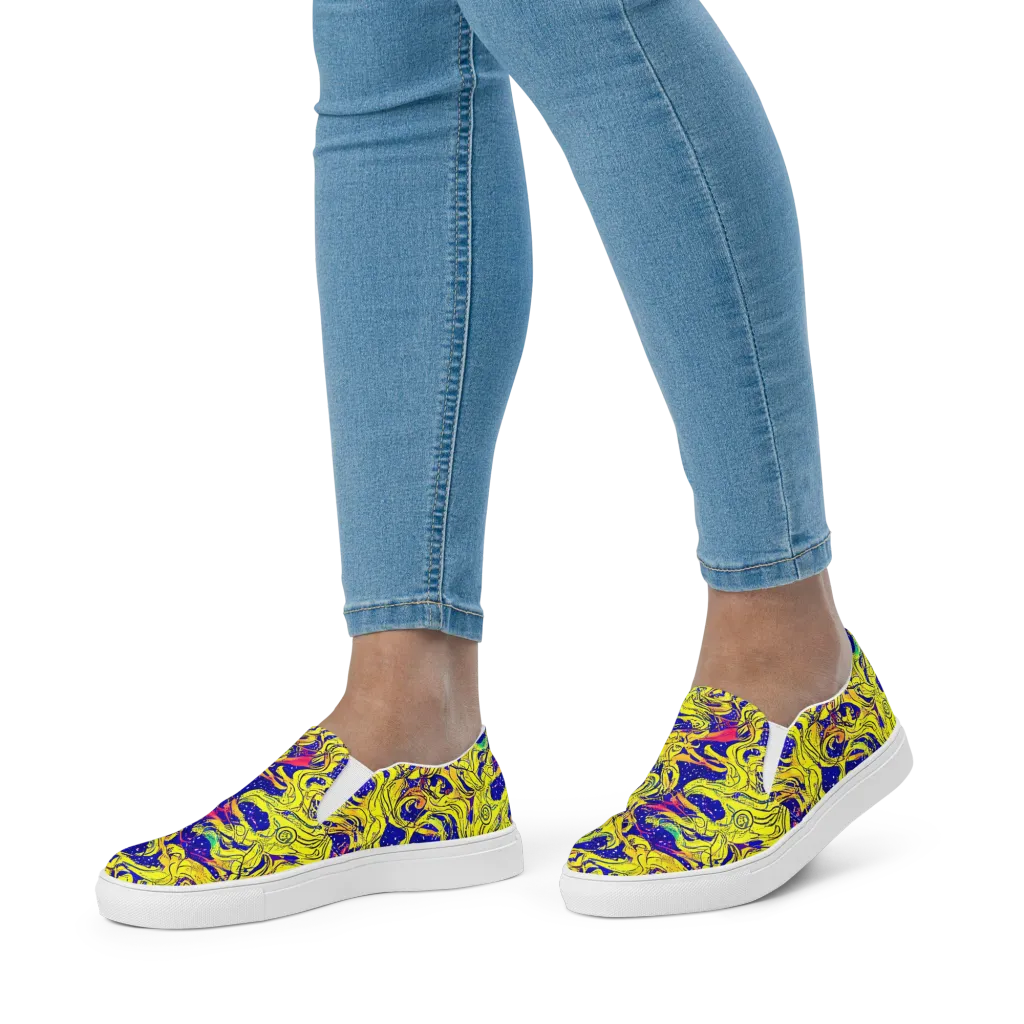 Skeletal Voltage on Women's Slip-On Canvas Shoes — Front