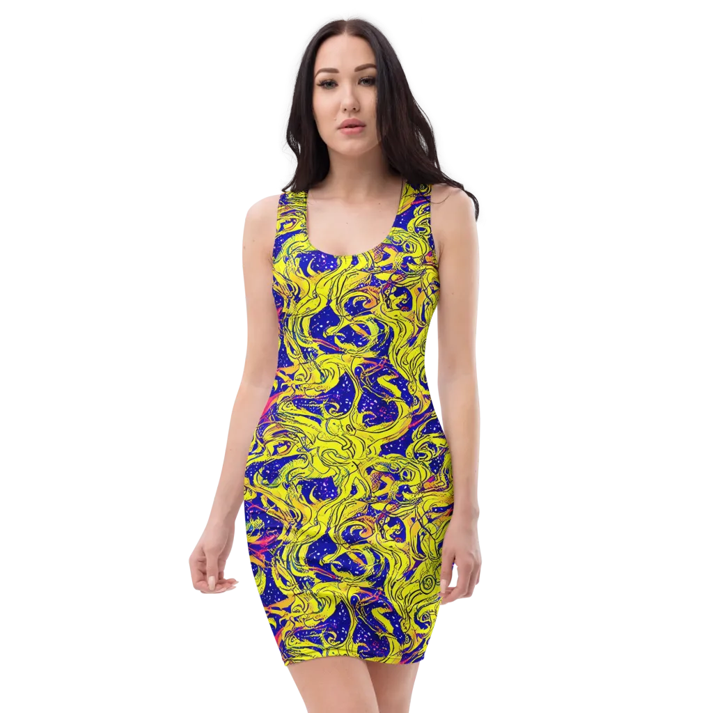 Skeletal Voltage on Bodycon Dress — Front