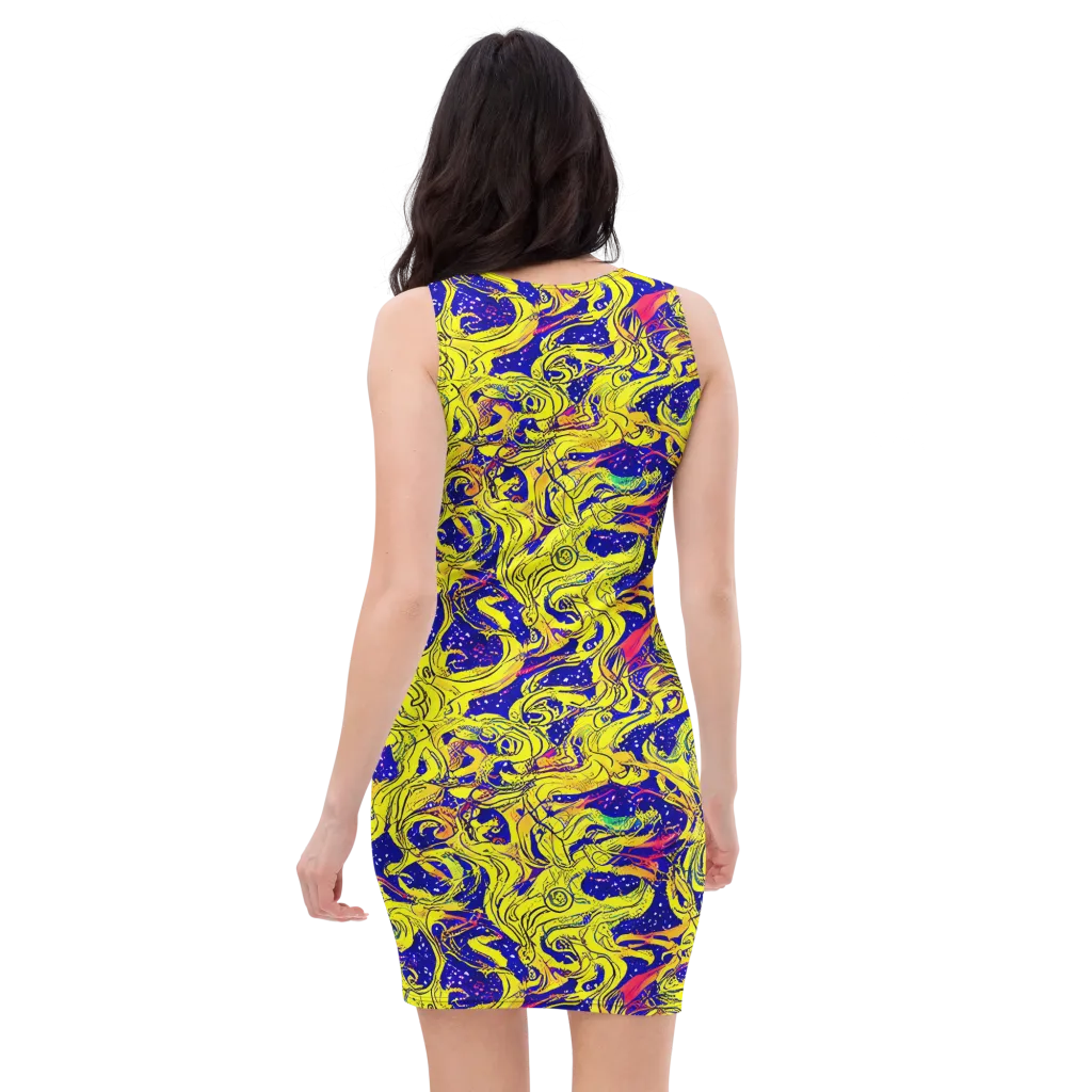 Skeletal Voltage on Bodycon Dress — Back