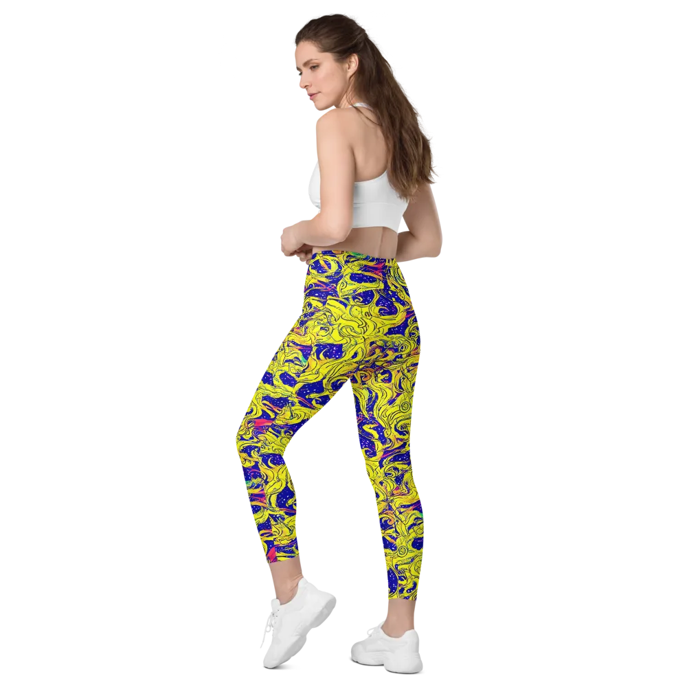 Skeletal Voltage on Leggings with Pockets — Left Back