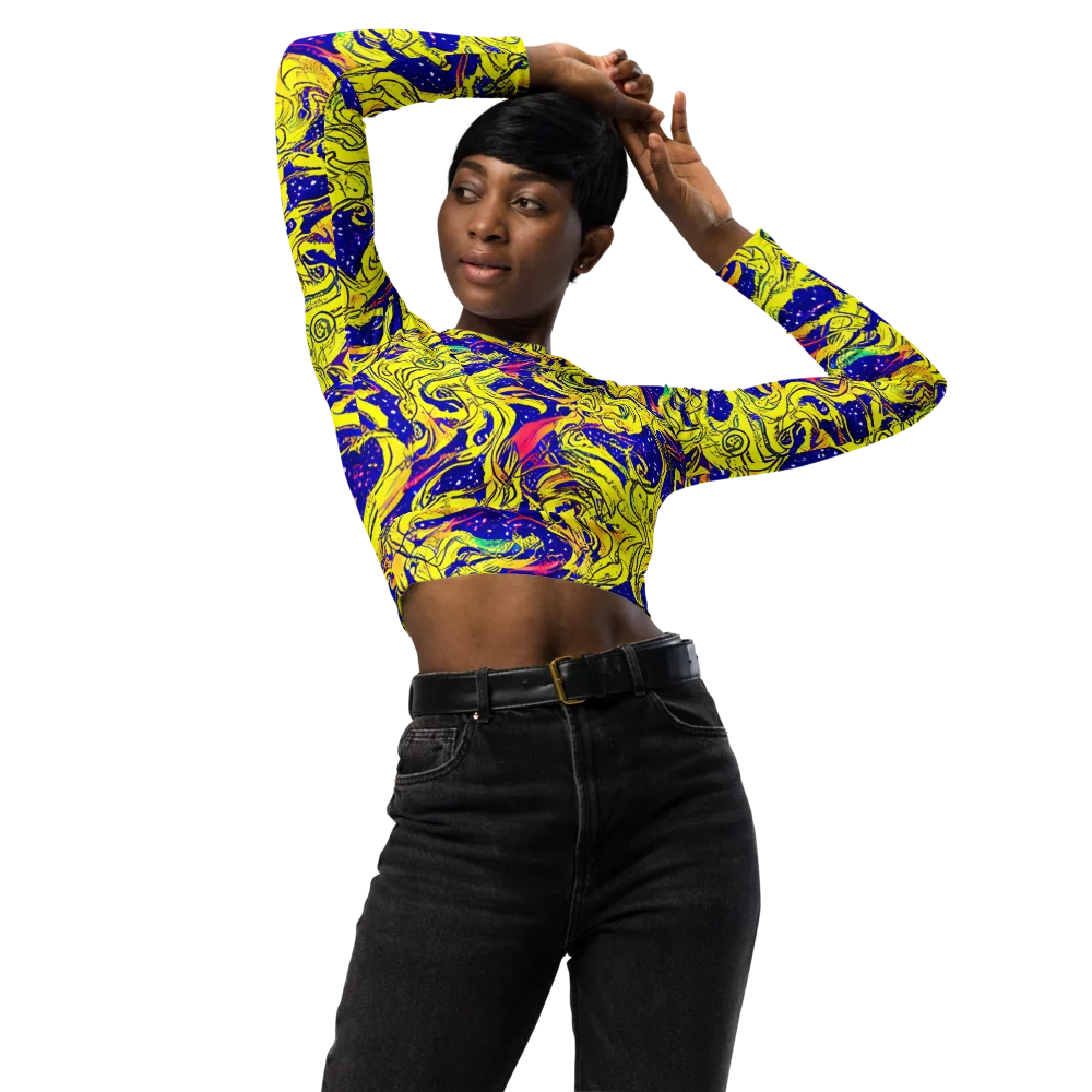 Skeletal Voltage on Long Sleeve Crop Top — Front