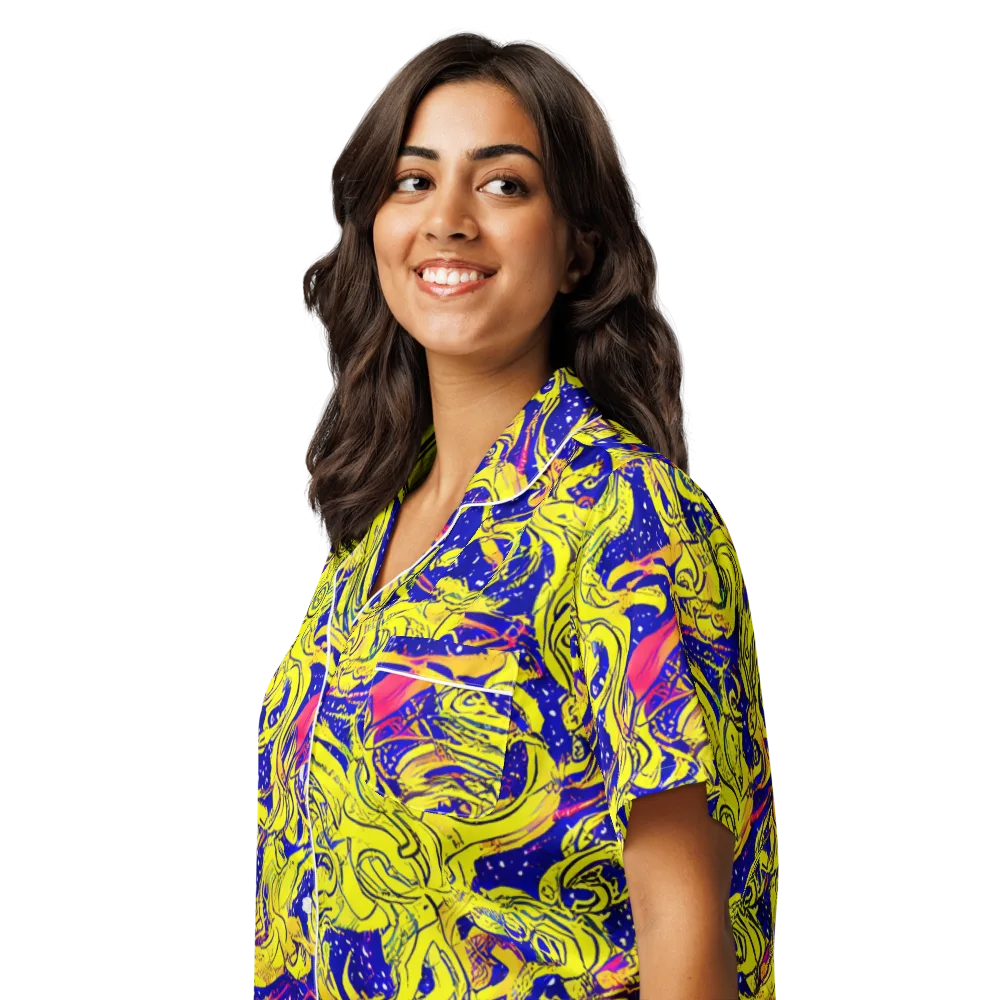 Skeletal Voltage on Women's Short Sleeve Pajama Top — Left Front
