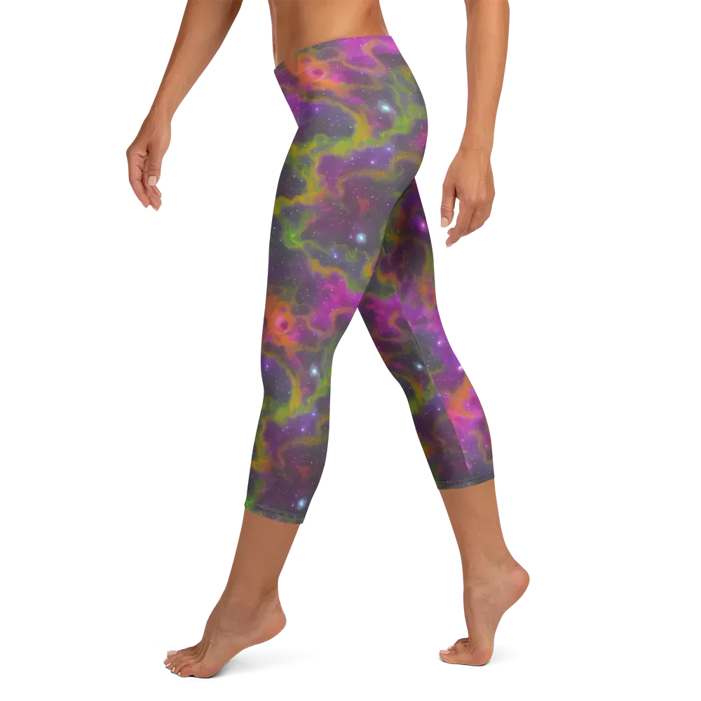 Orchid Cosmos on Capri Leggings — Left
