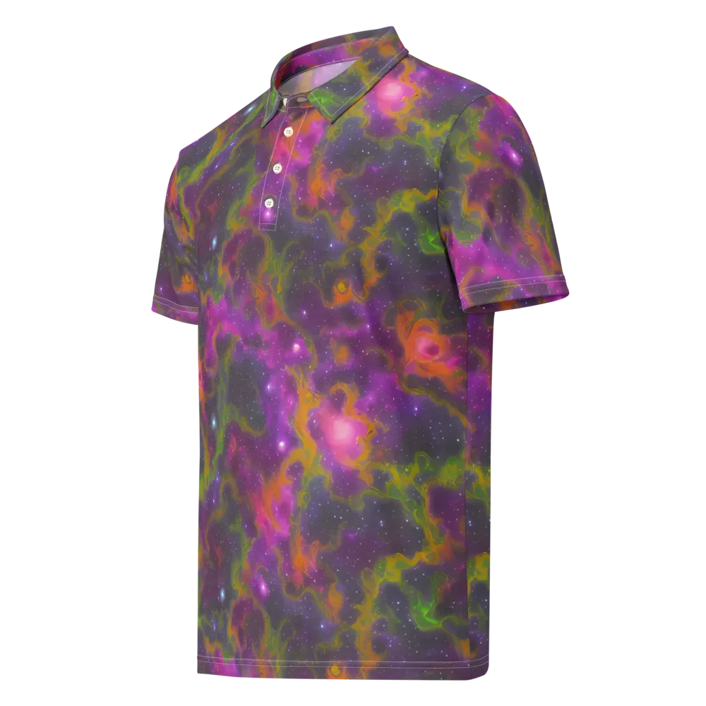 Orchid Cosmos on Men's Slim Fit Polo Shirt — Left Front
