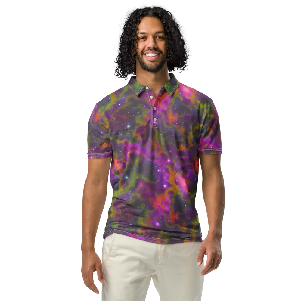 Orchid Cosmos on Men's Slim Fit Polo Shirt — Front