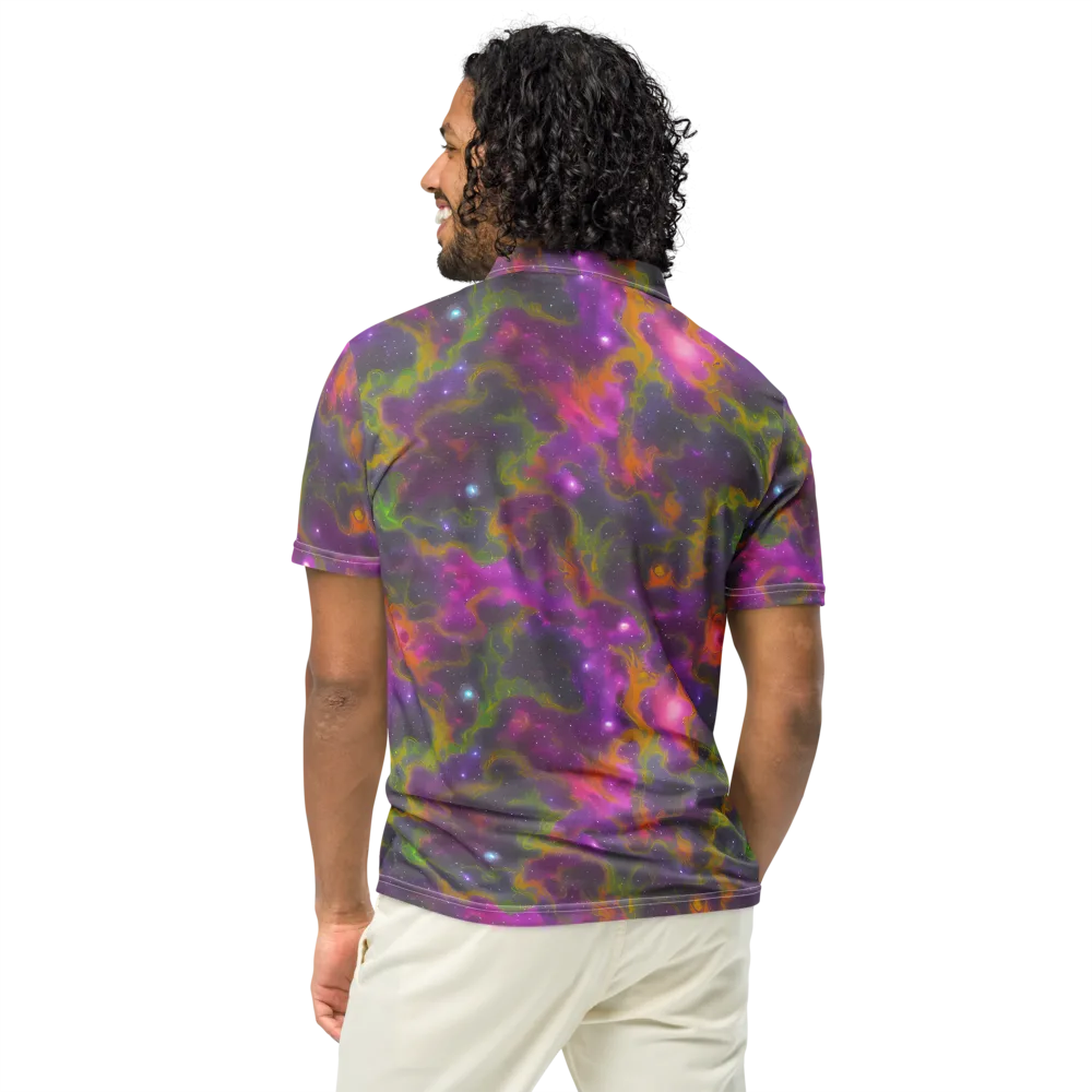 Orchid Cosmos on Men's Slim Fit Polo Shirt — Back
