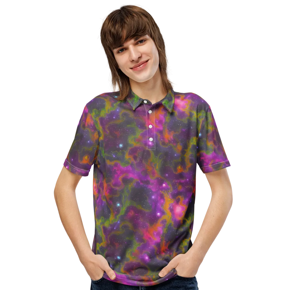 Orchid Cosmos on Men's Slim Fit Polo Shirt — Front