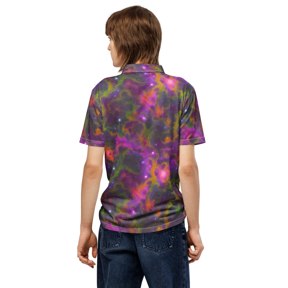 Orchid Cosmos on Men's Slim Fit Polo Shirt — Back