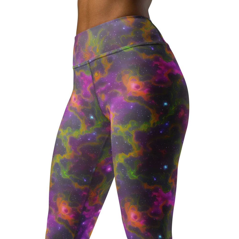 Orchid Cosmos on Yoga Leggings — Left Front