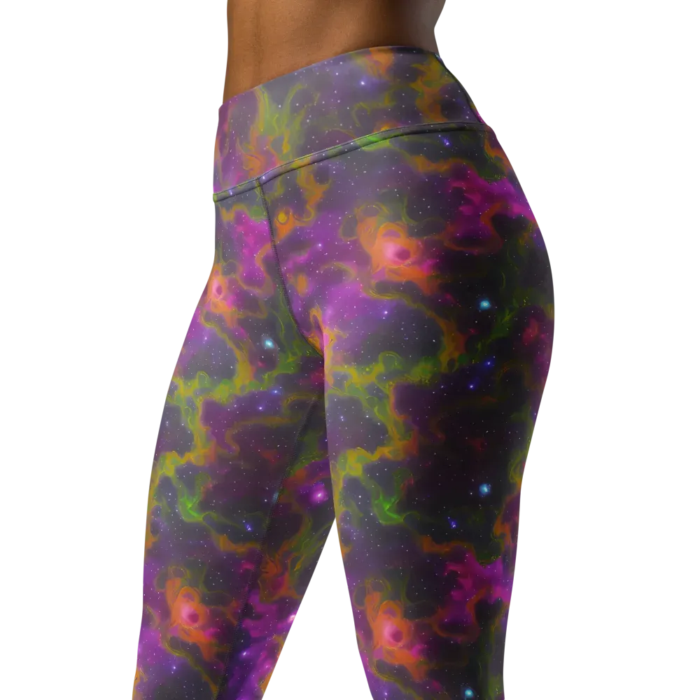 Orchid Cosmos on Yoga Leggings — Left Front
