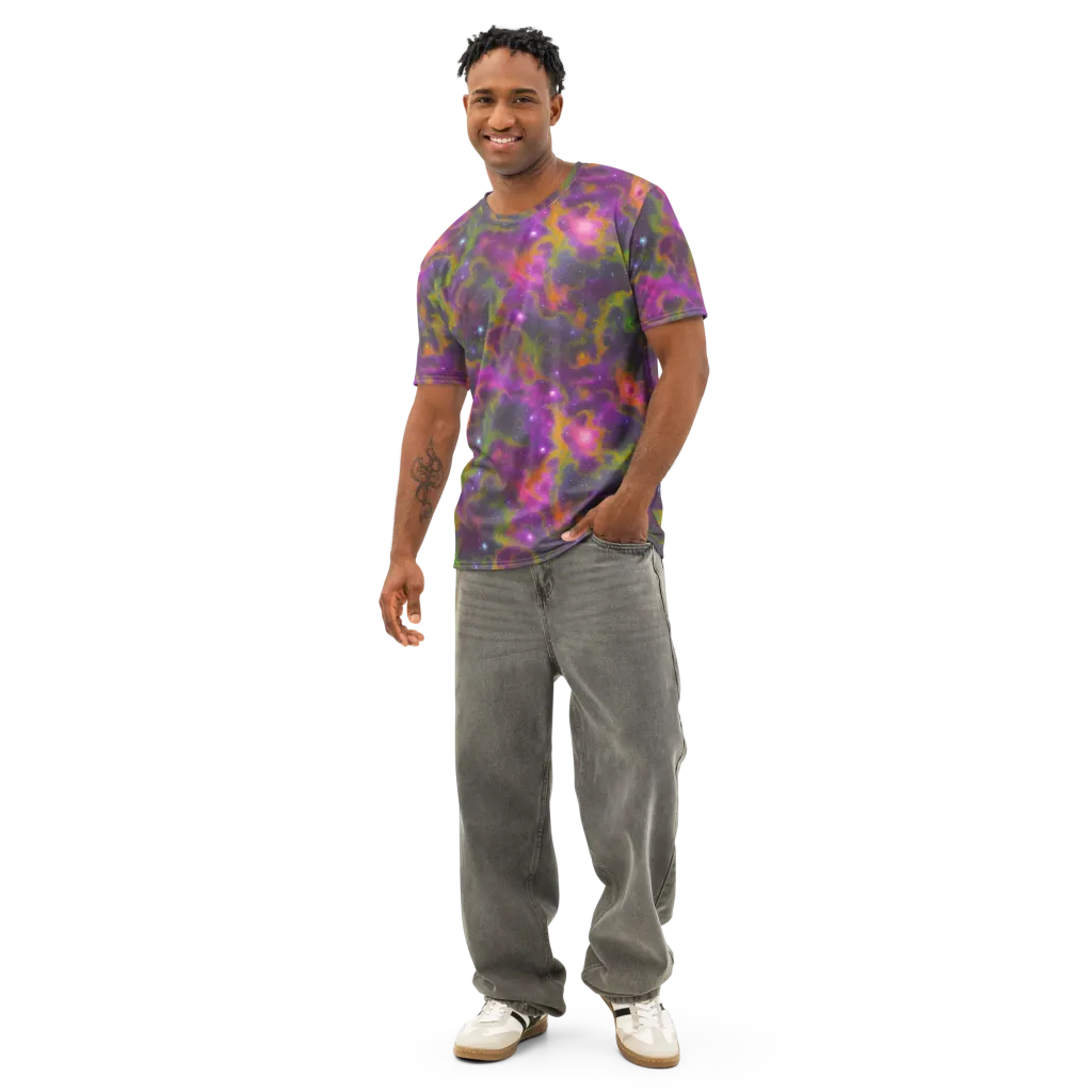 Orchid Cosmos on Men's Cotton Crew Neck T-Shirt — Front