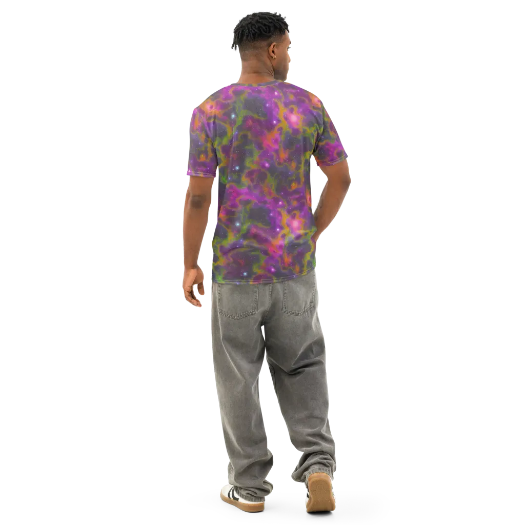 Orchid Cosmos on Men's Cotton Crew Neck T-Shirt — Back