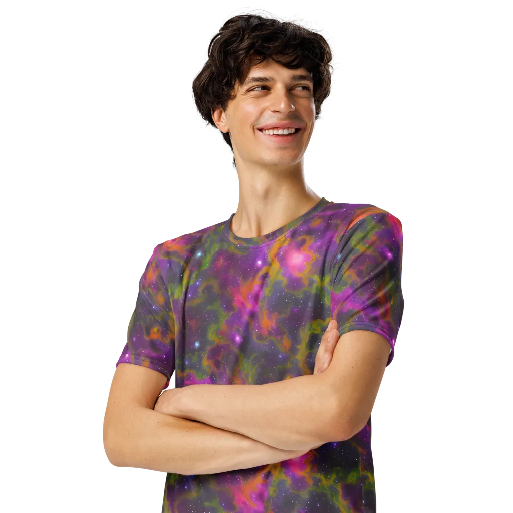 Orchid Cosmos on Men's Crew Neck T-Shirt — Left Front