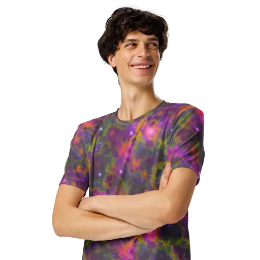 Orchid Cosmos on a Men's Crew Neck T-Shirt