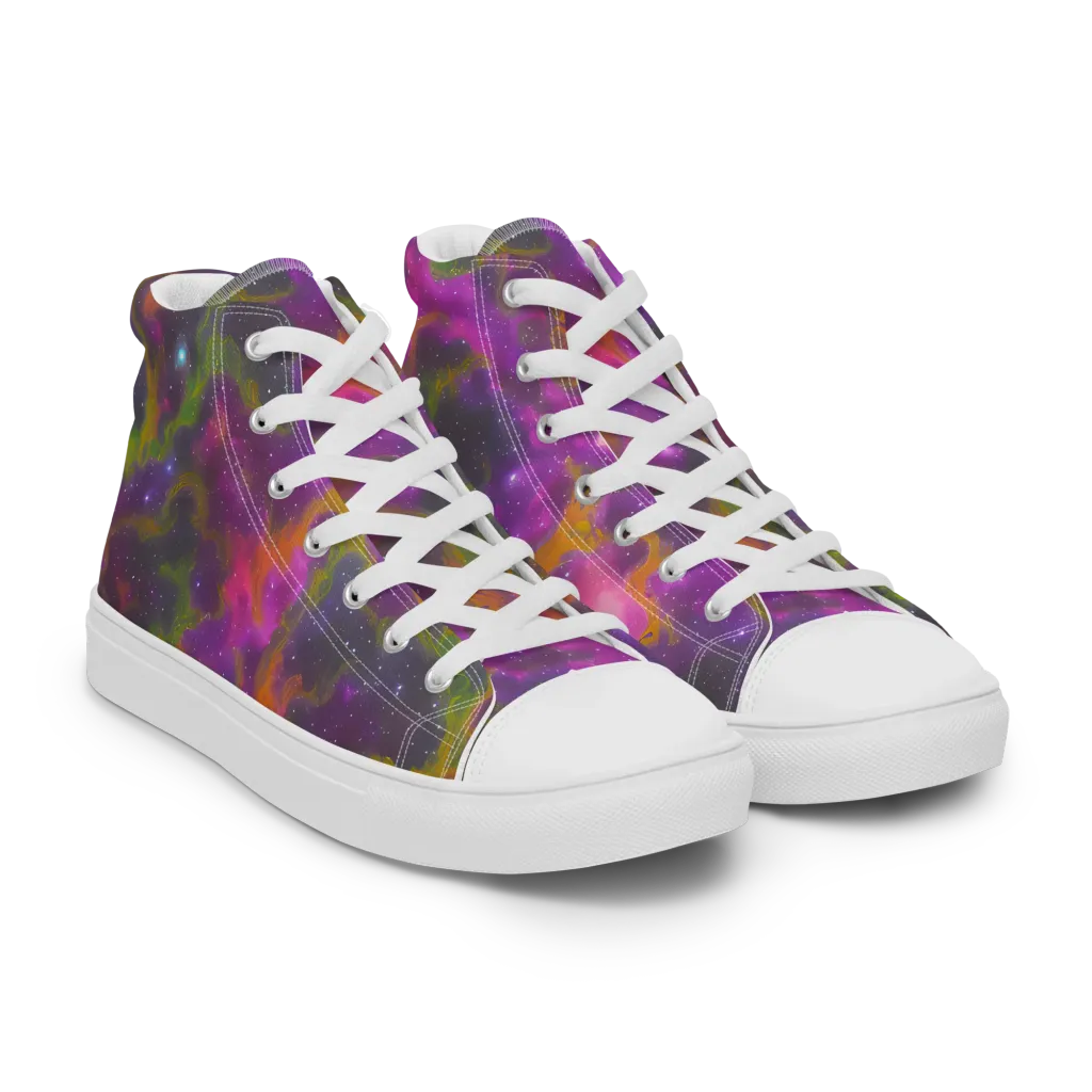 Orchid Cosmos on Men's High Top Canvas Shoes — Right Front