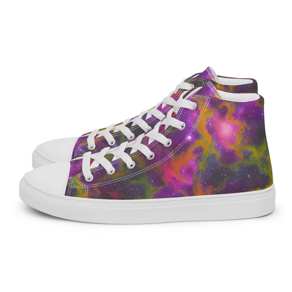 Orchid Cosmos on Men's High Top Canvas Shoes — Left