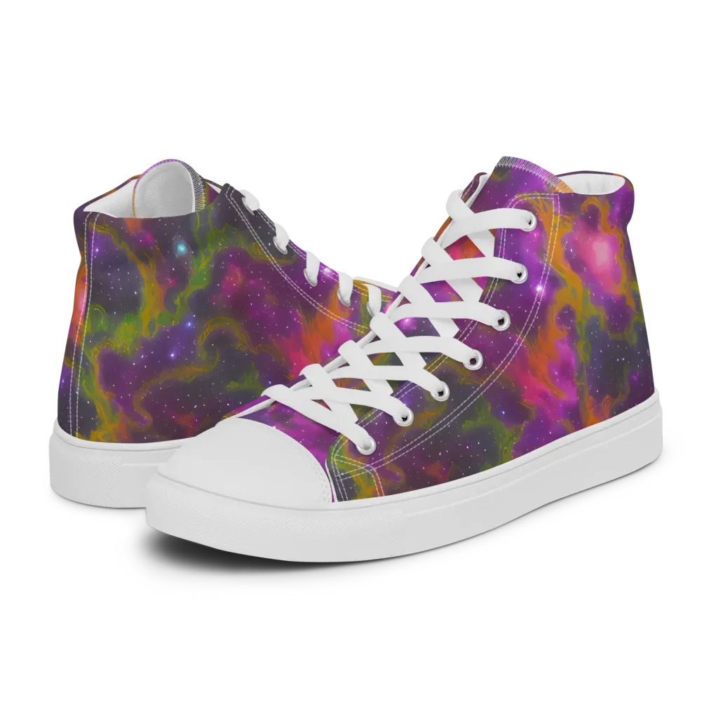 Orchid Cosmos on Men's High Top Canvas Shoes — Left