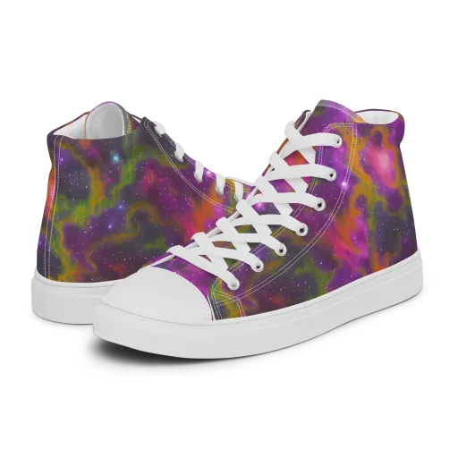 Orchid Cosmos on a Men's High Top Canvas Shoes