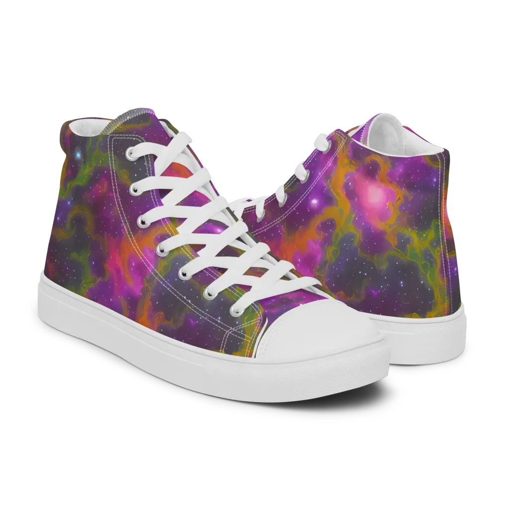 Orchid Cosmos on Men's High Top Canvas Shoes — Right