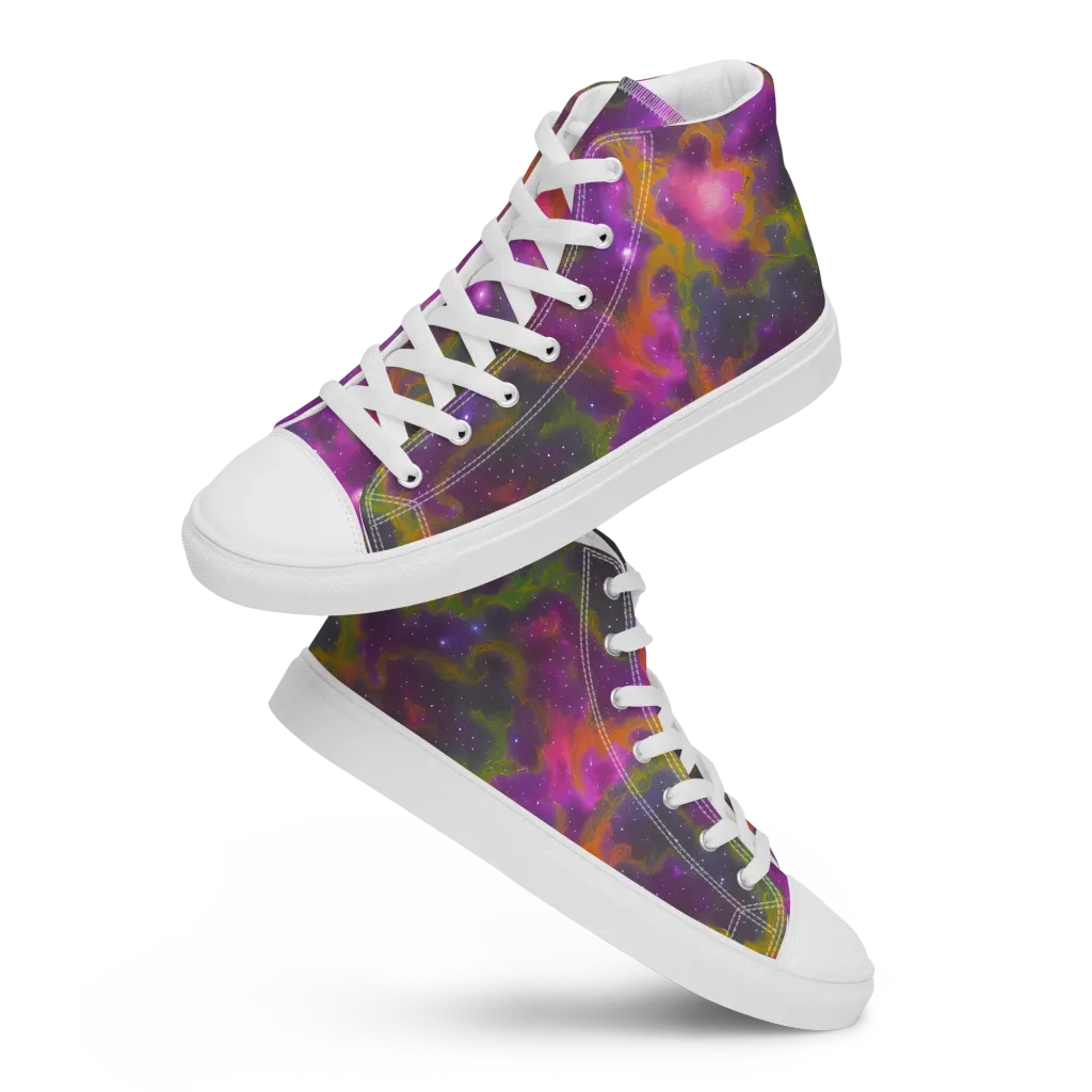 Orchid Cosmos on Men's High Top Canvas Shoes — Front