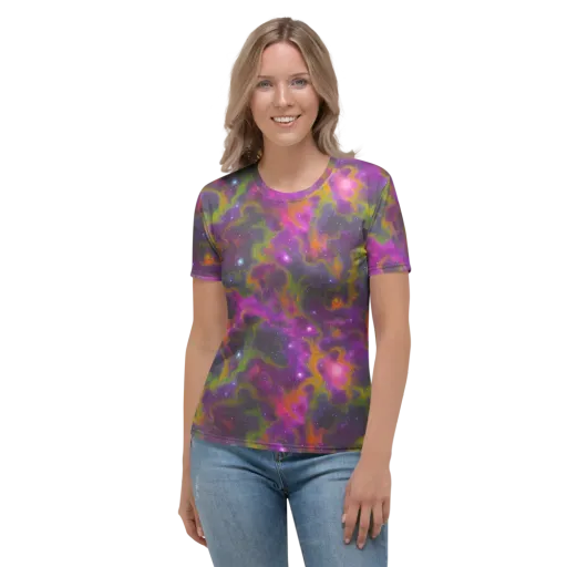 Orchid Cosmos on a Women's Crew Neck T-Shirt