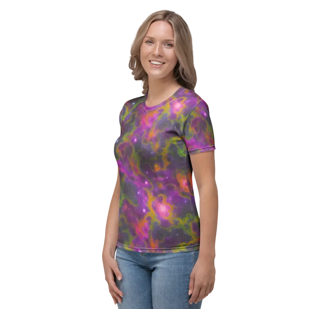 Orchid Cosmos on Women's Crew Neck T-Shirt — Left