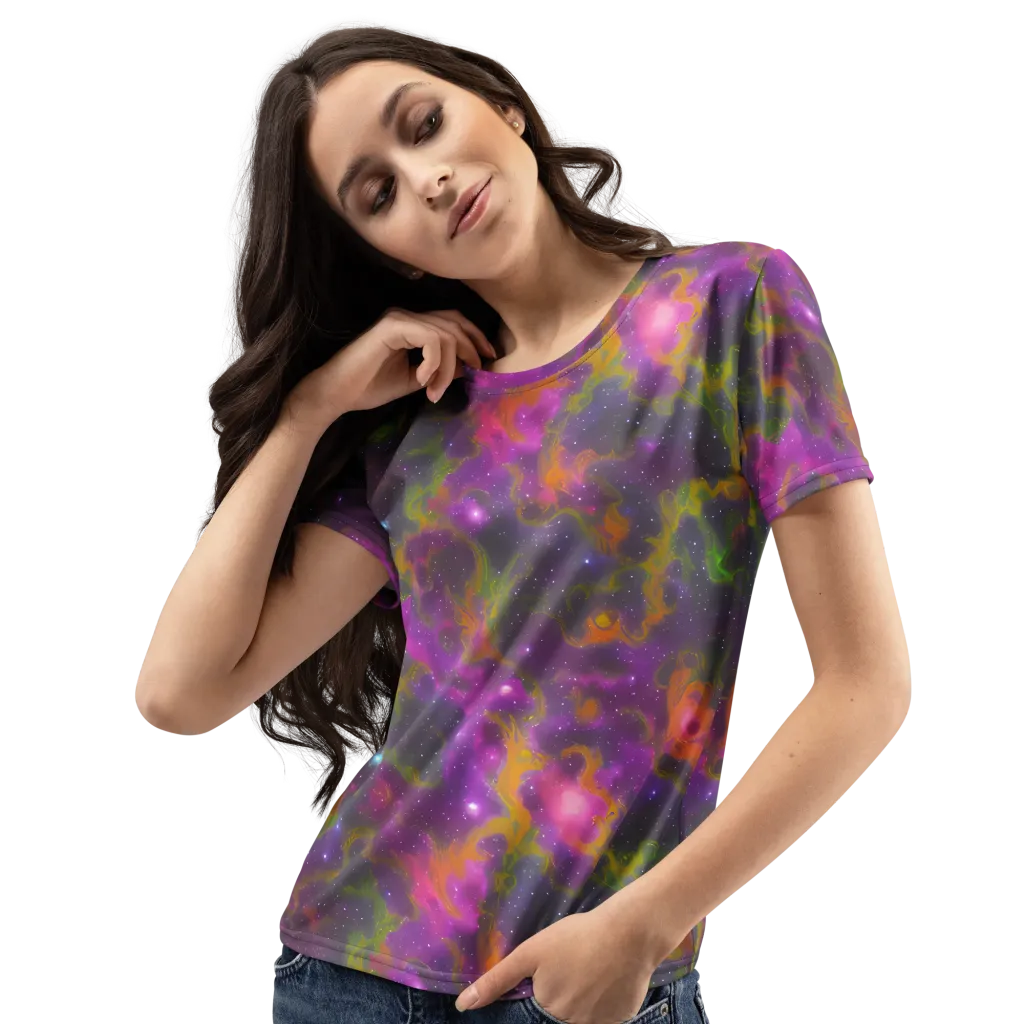 Orchid Cosmos on Women's Crew Neck T-Shirt — Left Front