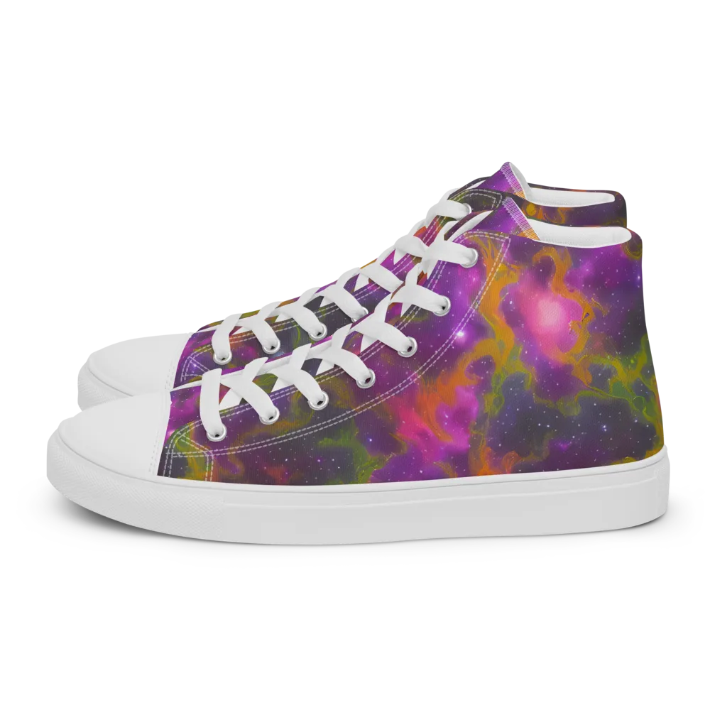 Orchid Cosmos on Women's High Top Canvas Shoes — Left