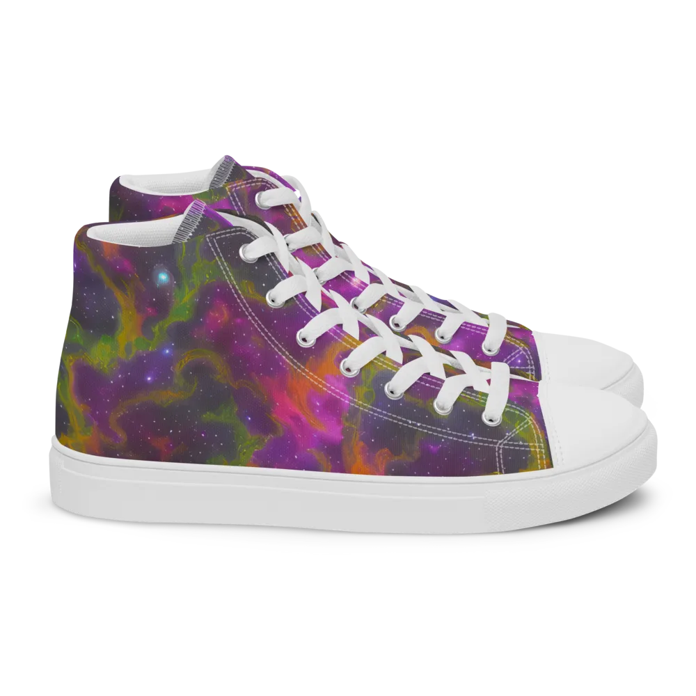 Orchid Cosmos on Women's High Top Canvas Shoes — Right