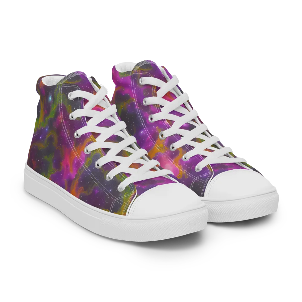 Orchid Cosmos on Women's High Top Canvas Shoes — Right Front