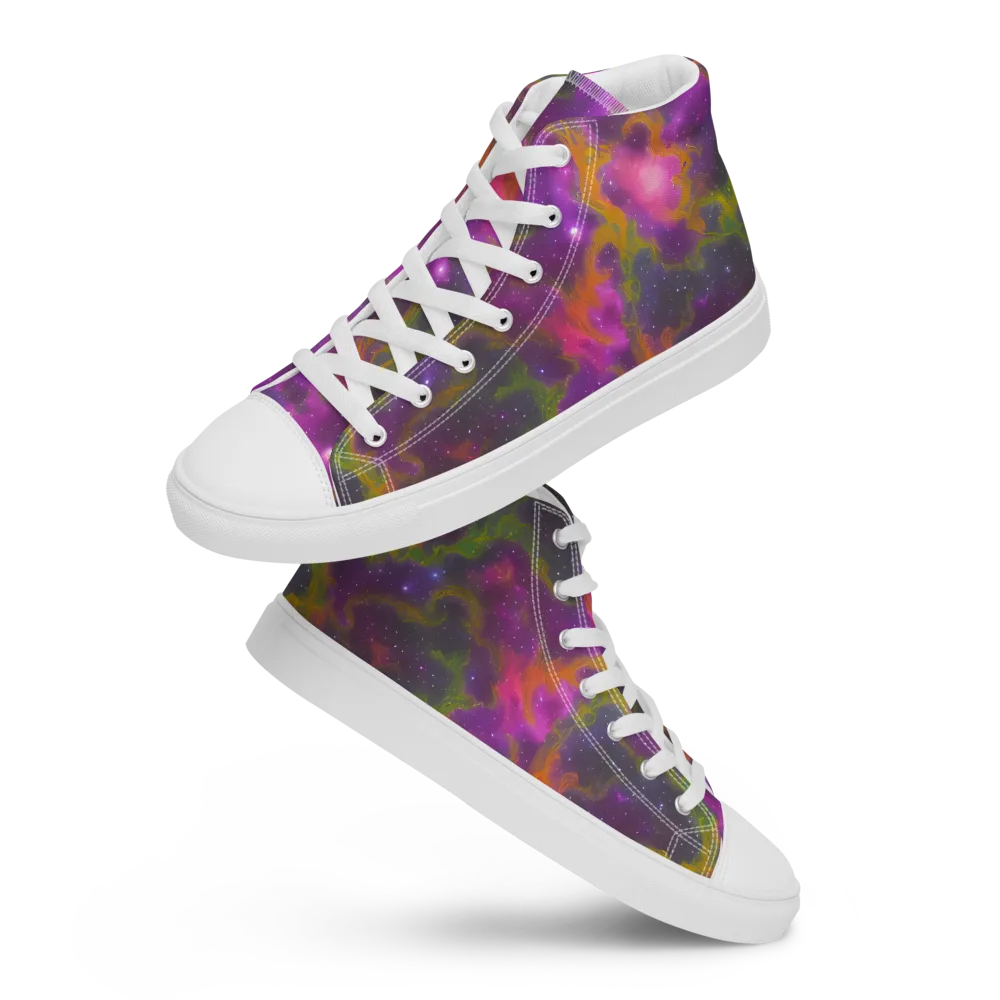 Orchid Cosmos on Women's High Top Canvas Shoes — Front
