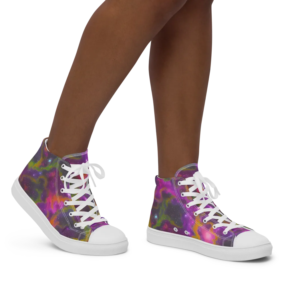 Orchid Cosmos on Women's High Top Canvas Shoes — Right