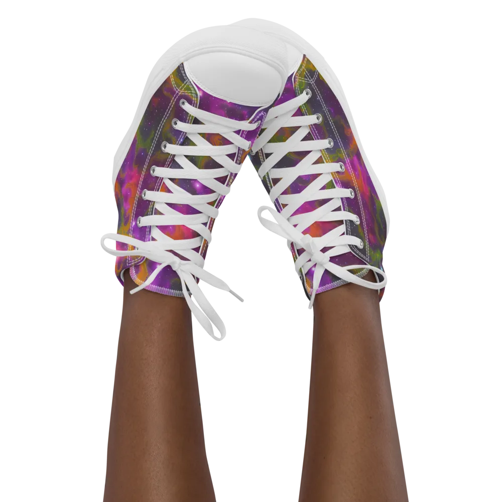 Orchid Cosmos on Women's High Top Canvas Shoes — Front