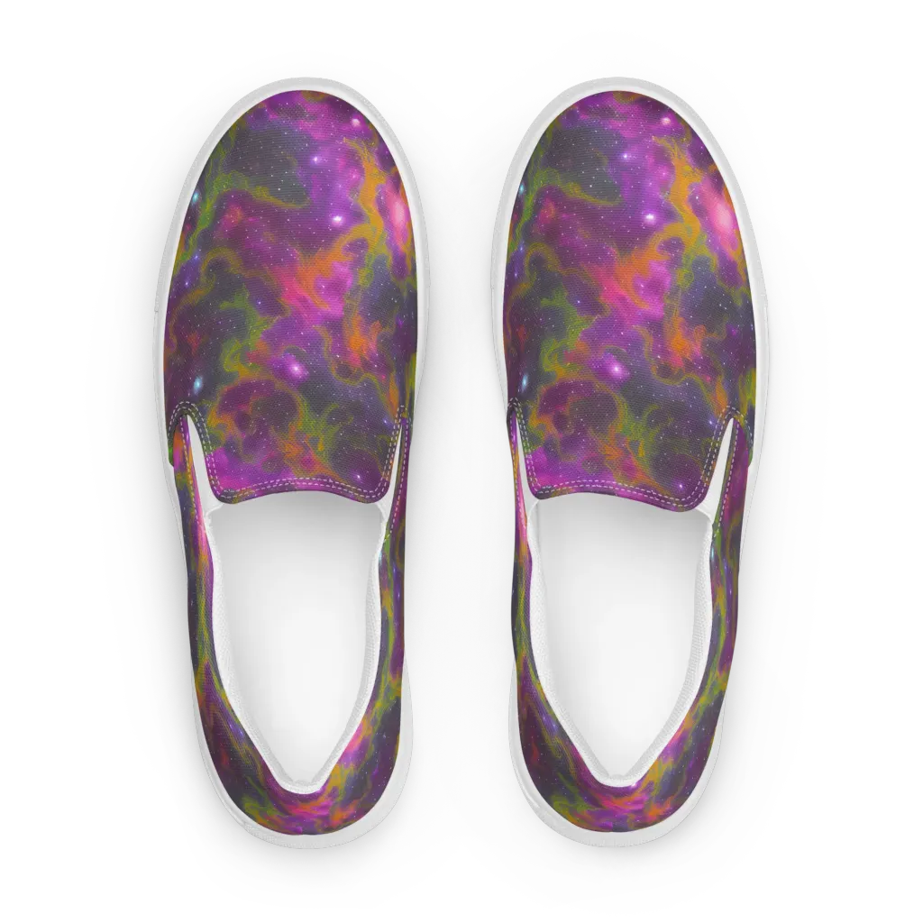 Orchid Cosmos on Men's Slip-On Canvas Shoes — Front