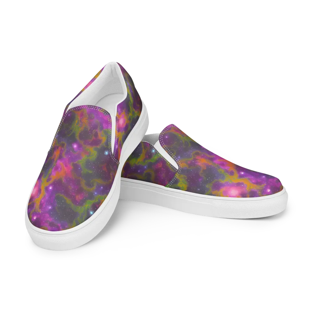 Orchid Cosmos on Men's Slip-On Canvas Shoes — Left Front