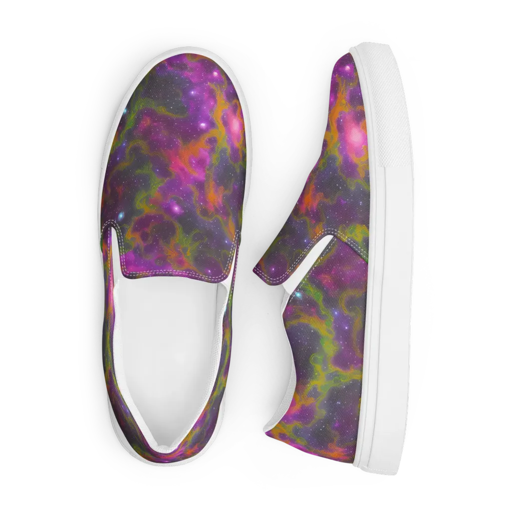 Orchid Cosmos on Men's Slip-On Canvas Shoes — Front
