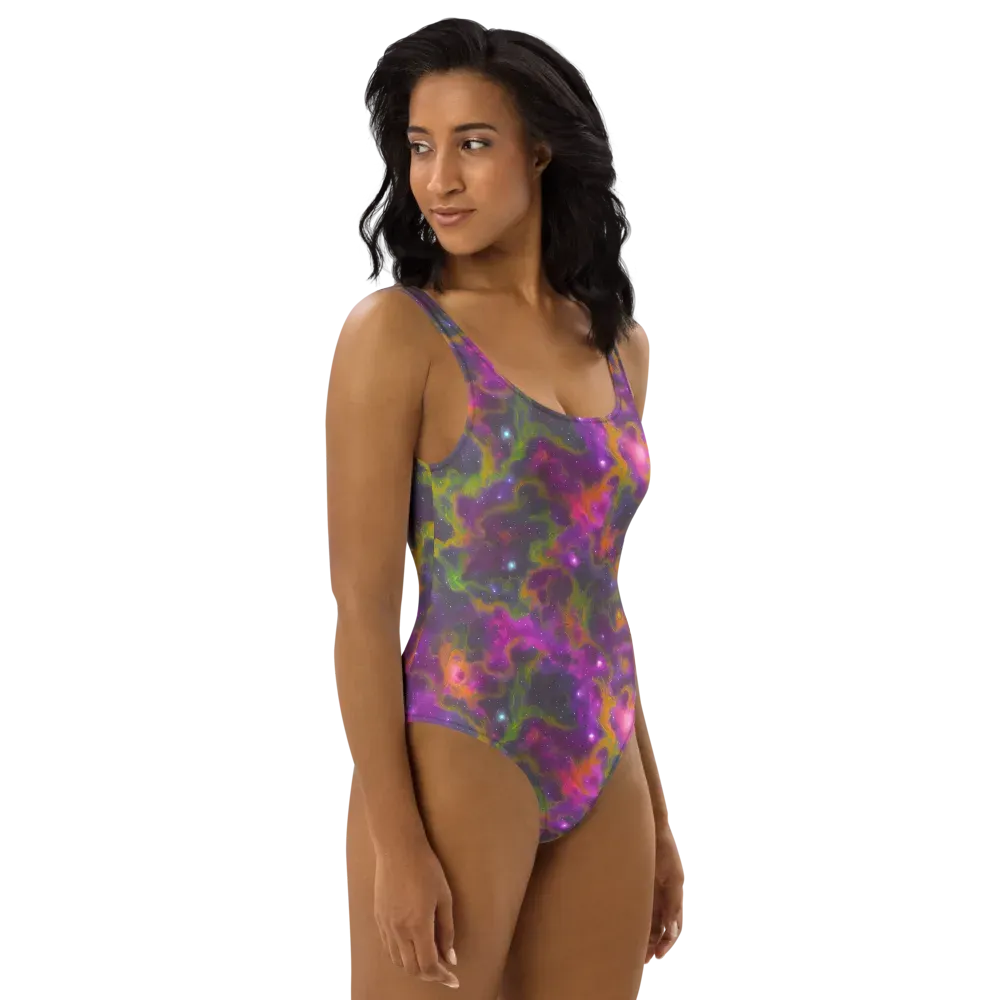 Orchid Cosmos on One-Piece Swimsuit — Right