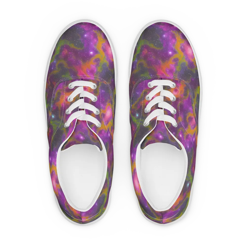 Orchid Cosmos on Men's Lace-Up Canvas Shoes — Front