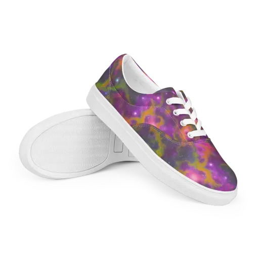 Orchid Cosmos on a Men's Lace-Up Canvas Shoes